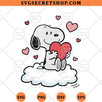 Cute Snoopy Valentine SVG, Snoopy Holding Heart SVG PNG DXF EPS 4 Cute Snoopy Valentine SVG