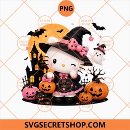 Cute Halloween Kitty Witch Pumpkin PNG