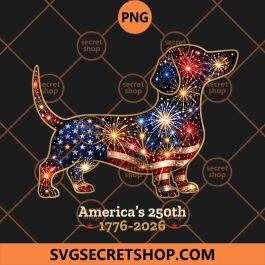 Dachshund America's 250th Comfort Colors PNG, Dachshund Patriotic PNG