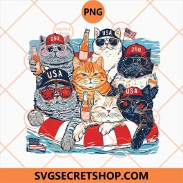 Patriotic Cats 4th of July PNG, USA Flag Summer Cat PNG