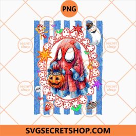Spider Man Halloween Ghost Pumpkin Watercolor PNG