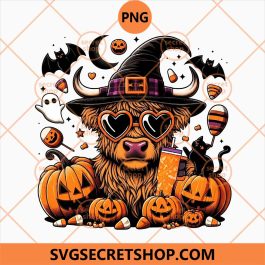 Spooky Cow Highland Cow PNG, Halloween Highland Cow PNG